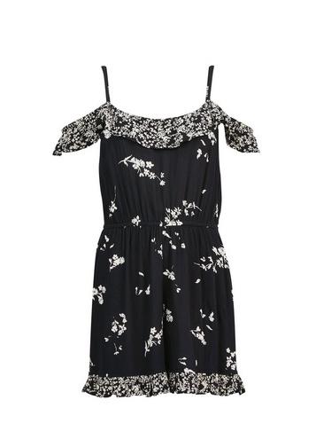 Dorothy Perkins Petite Black Crinkle Playsuit