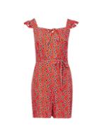 Dorothy Perkins Red Floral Print Frill Strap Playsuit