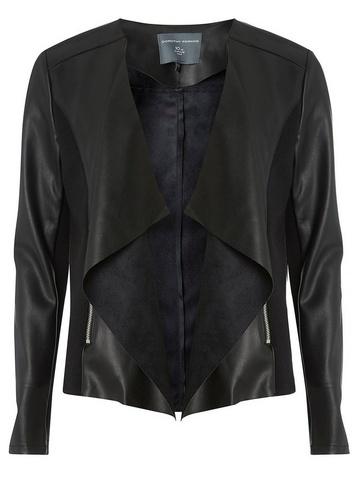 Dorothy Perkins *tall Black Waterfall Faux Leather Jacket