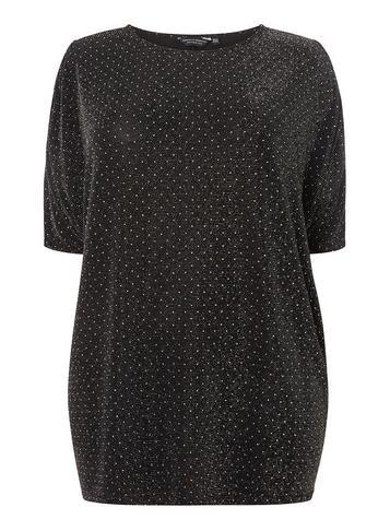 Dorothy Perkins *dp Curve Black Stud Sparkle Cold Shoulder Top