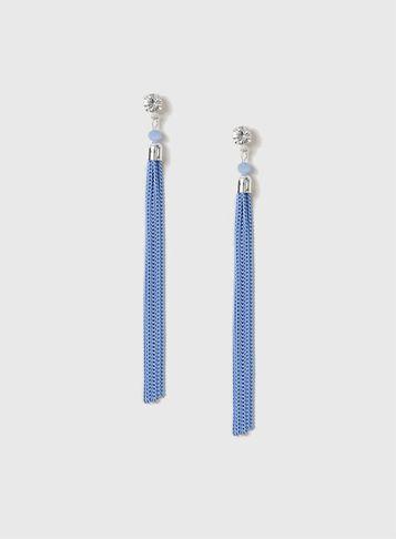 Dorothy Perkins Blue Chain Tassel Earrings