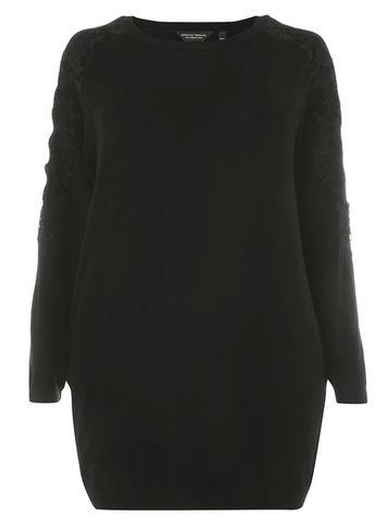 Dorothy Perkins Dp Curve Black Lace Detail Shoulder Jumper