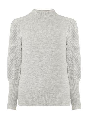 Dorothy Perkins Grey Textured Sleeve Jumper