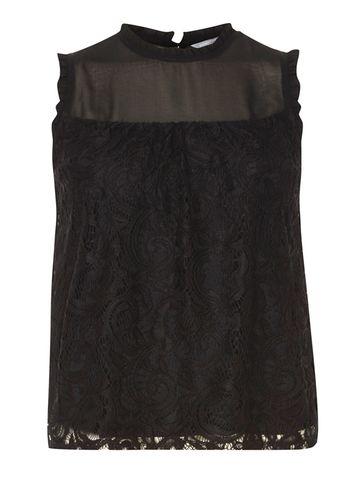 Dorothy Perkins Petite Black Lace Shell Top