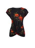 Dorothy Perkins Black Poppy Print Twist Front T-shirt
