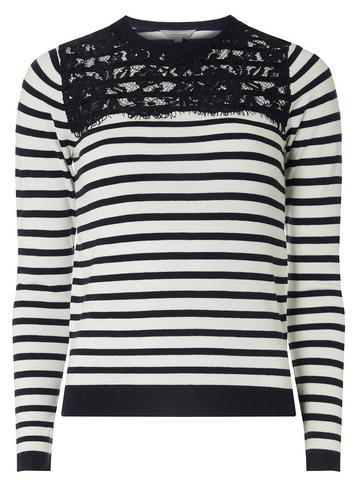 Dorothy Perkins Petite Navy And Ivory Stripe Jumper