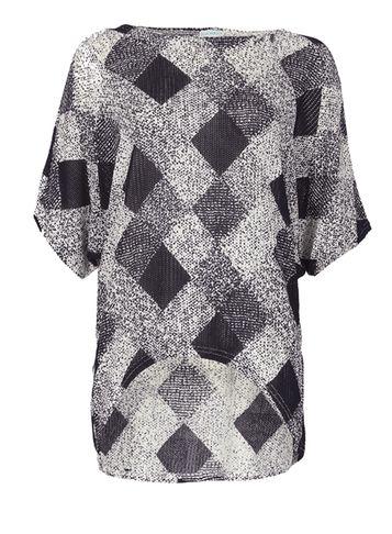 Dorothy Perkins * Blue Vanilla Navy Square Print Oversize Top