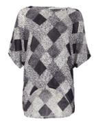 Dorothy Perkins * Blue Vanilla Navy Square Print Oversize Top