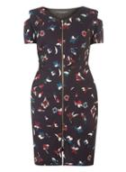Dorothy Perkins Dp Curve Berry Floral Zip Front Dress