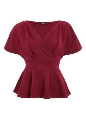 *quiz Berry Wrap Batwing Peplum Top