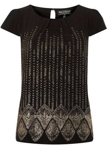 Dorothy Perkins *billie & Blossom Black Glitter Border Shell Top