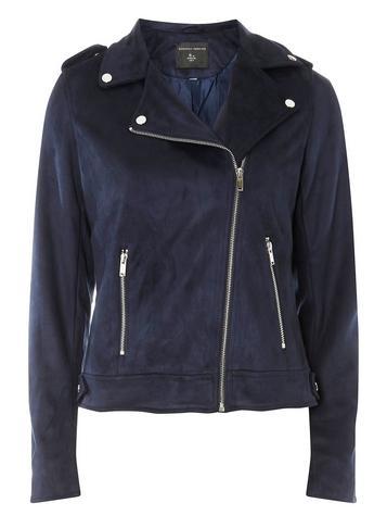 Dorothy Perkins Navy Suedette Biker Jacket