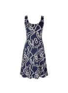 Dorothy Perkins Navy And White Rope Seamed Fit And Flare Dress