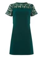 Dorothy Perkins *green Lace Mix Shift Dress
