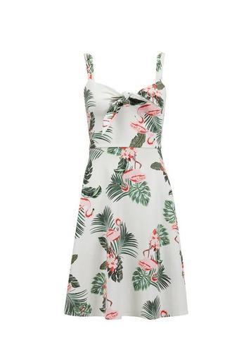 Dorothy Perkins Petite Multi Colour Flamingo Print Tie Front Dress