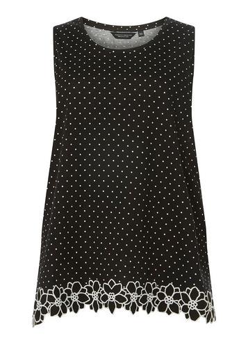 Dorothy Perkins Dp Curve Black Spotted Daisy Trim Vest