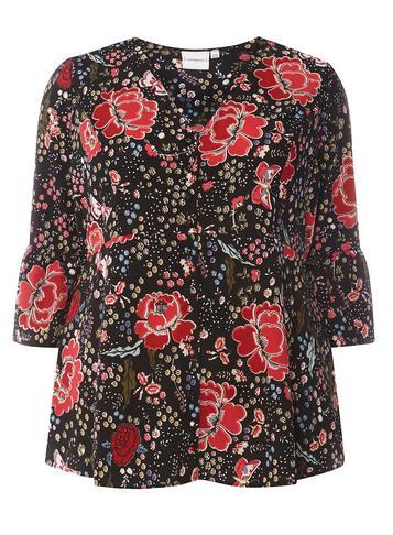 Dorothy Perkins *juna Rose Curve Red Floral Print Blouse