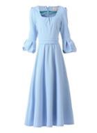 *jolie Moi Blue Bell Sleeve Midi Dress