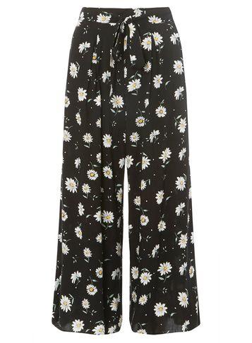 Dorothy Perkins Black Daisy Printed Cropped Trousers