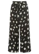 Dorothy Perkins Black Daisy Printed Cropped Trousers