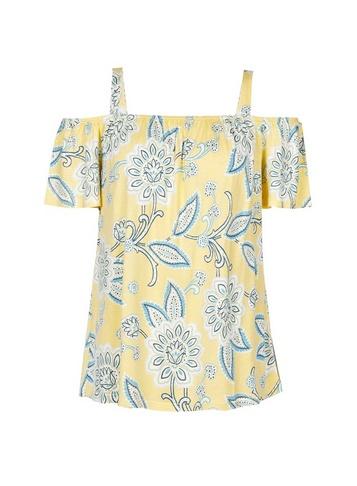 Dorothy Perkins Yellow Sarasa Print Soft Cold Shoulder Top