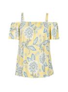 Dorothy Perkins Yellow Sarasa Print Soft Cold Shoulder Top