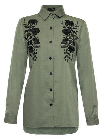 Dorothy Perkins *quiz Khaki And Black Floral Shirt