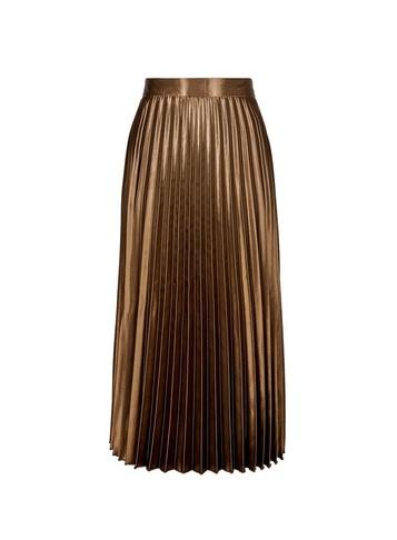 Dorothy Perkins Bronze Satin Pleat Midi Skirt