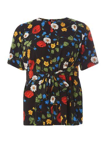 Dorothy Perkins Black Poppy Floral Print Tie Front T-shirt