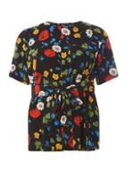 Dorothy Perkins Black Poppy Floral Print Tie Front T-shirt