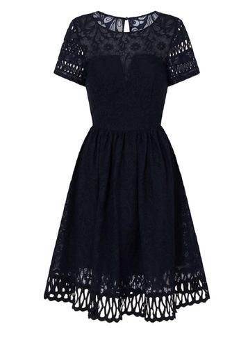 Dorothy Perkins *chi Chi London Curve Blue Laser Cut Midi Dress