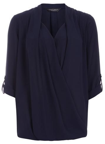 Dorothy Perkins *tall Navy Wrap Blouse