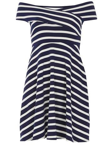 Dorothy Perkins Navy Stripe Bardot Dress