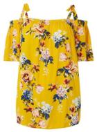 Dorothy Perkins *dp Curve Ochre Floral Cold Shoulder Top