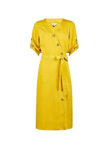*lily & Franc Yellow Button Midi Wrap Dress