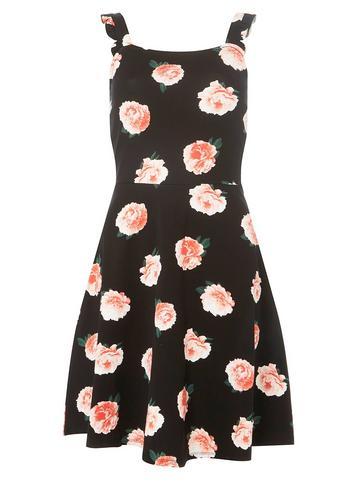 Dorothy Perkins Black Rose Print Ruffle Sundress