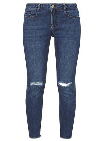 Dorothy Perkins Petite Knee Rip Raw Hem Jeans