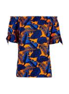 Dorothy Perkins Cobalt Leaf Tie Sleeve Bardot Top
