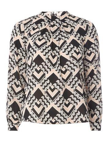 Dorothy Perkins Petite Geometric Print Pleat Neck Blouse