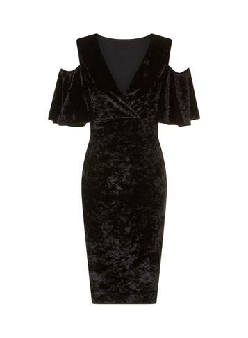 Dorothy Perkins *girls On Film Black Crushed Velvet Bodycon Dress