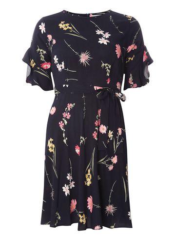 Dorothy Perkins Petite Navy Floral Tea Dress