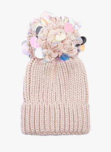 Dorothy Perkins Pink Sequin Pom Beanie Hat