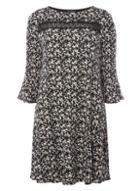 Dorothy Perkins Black And Blush Floral Swing Dress