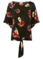 Dorothy Perkins *tall Khaki Leopard And Floral Front Knot T-shirt