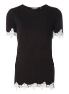 Dorothy Perkins *tall Black Chiffon Lace Hem T-shirt