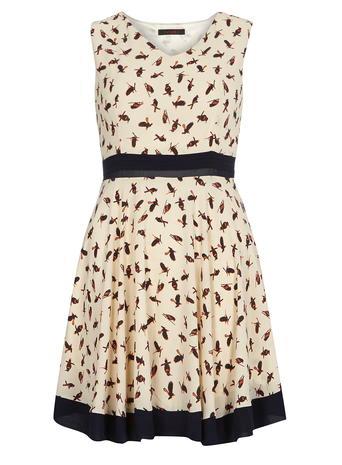 Dorothy Perkins *cream Sleeveless Print Dress
