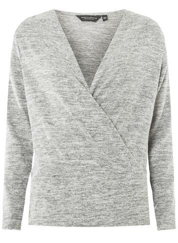 Dorothy Perkins Grey Wrap Front Sew Top