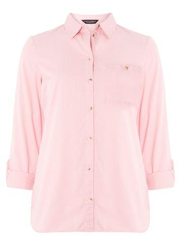 Dorothy Perkins Pink Curved Hem Poplin Twill Shirt