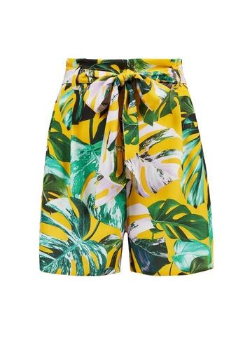 Dorothy Perkins Chartreuse Leaf Print Shorts