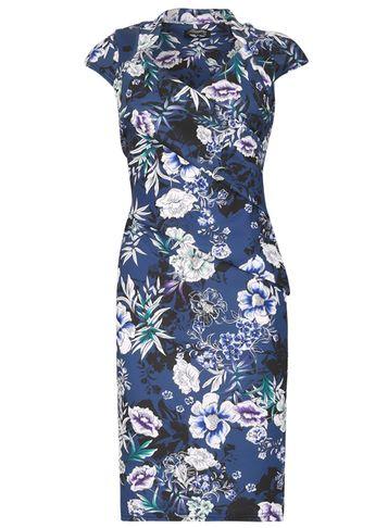 Dorothy Perkins *feverfish Blue Mandarin Print Dress